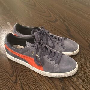 Classic Puma Suede Shoes Blue and Orange Mens Size 12